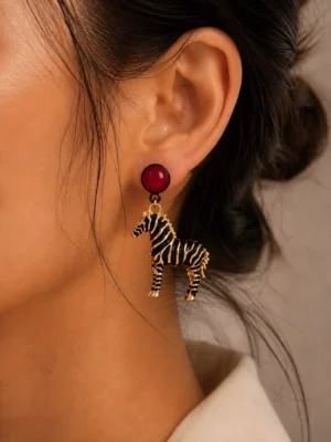 Zebra Metal Drop Earrings