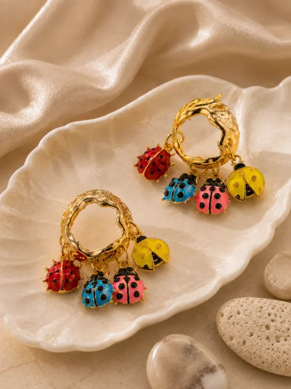 Ladybug Charm Earrings