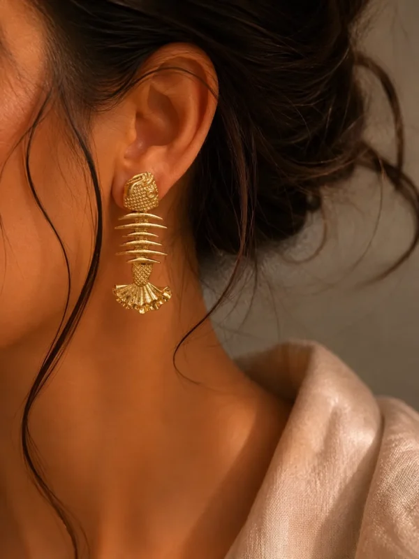Fish Bone Statement Earrings