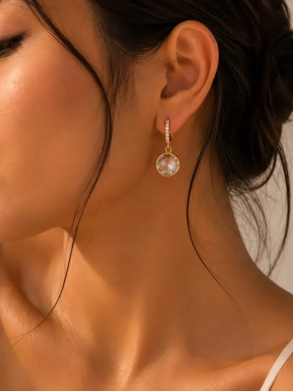 Crystal Round Drop Earrings