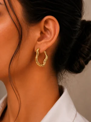 Molten Wave Hoop Earring