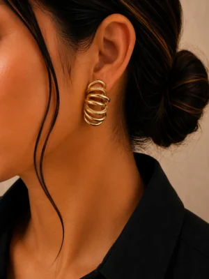 Golden Stack Statement Earrings