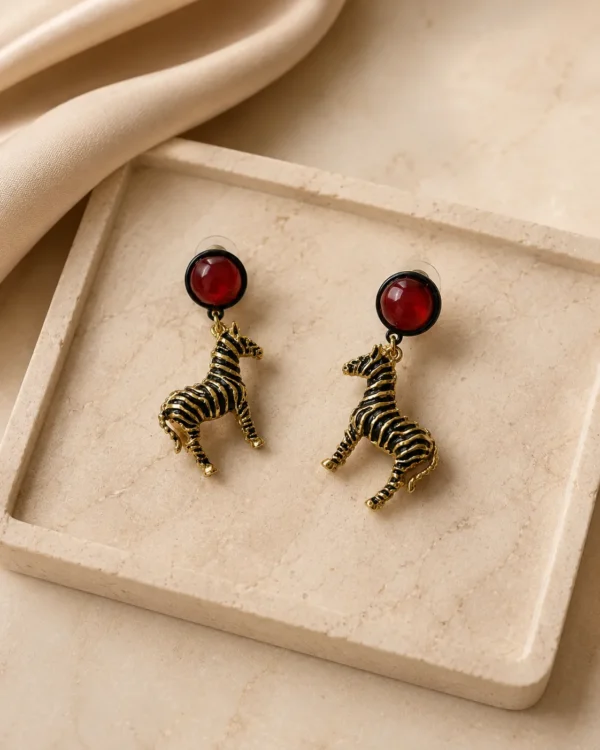 Zebra Metal Drop Earrings