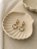 Crystal Round Drop Earrings