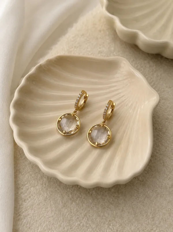 Crystal Round Drop Earrings