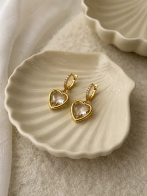 Crystal Heart Drop Earrings