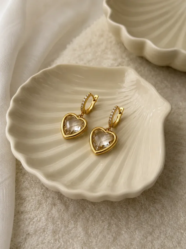 Crystal Heart Drop Earrings