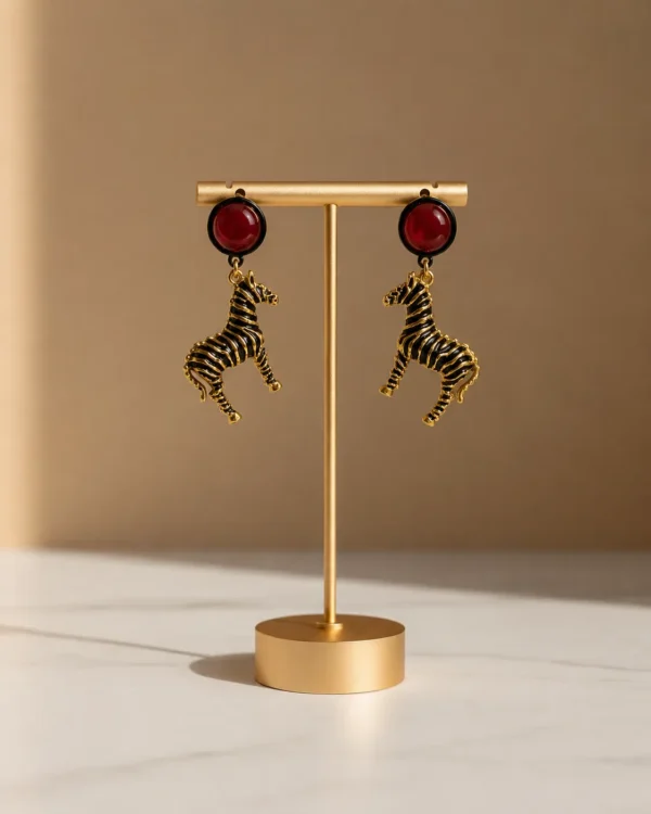 Zebra Metal Drop Earrings