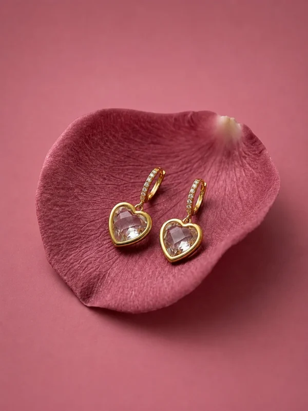 Crystal Heart Drop Earrings