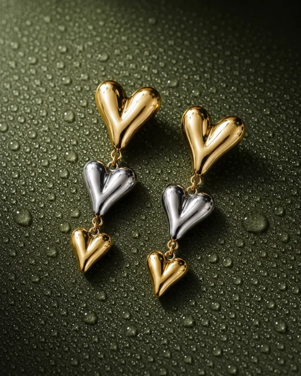Trio Heart Drop Earring