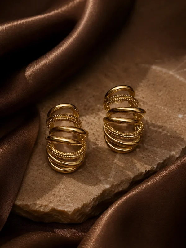 Golden Stack Statement Earrings
