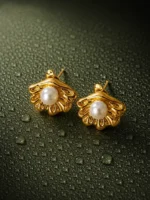 Seashell Pearl Earrings