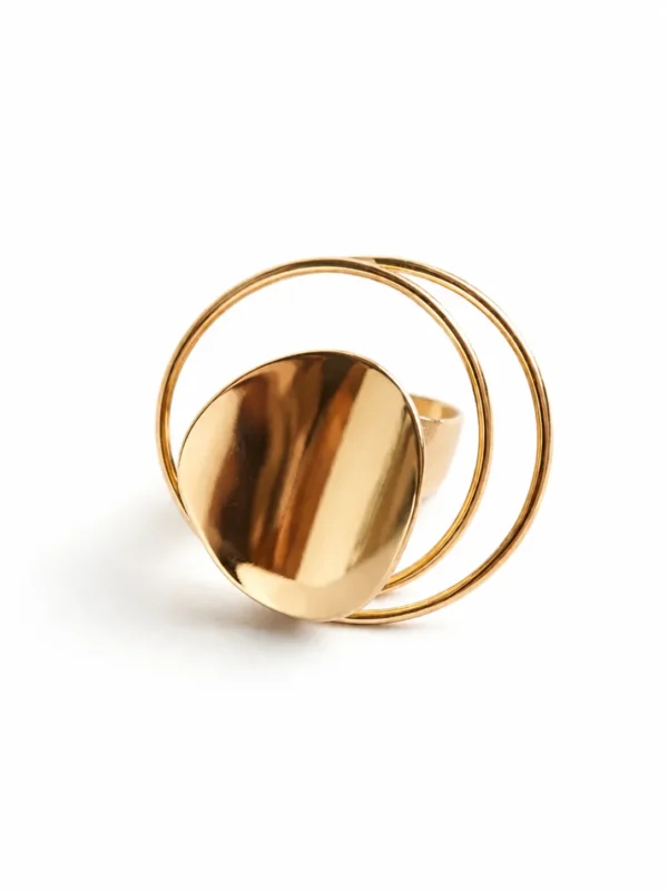 Golden Orbit Statement Ring