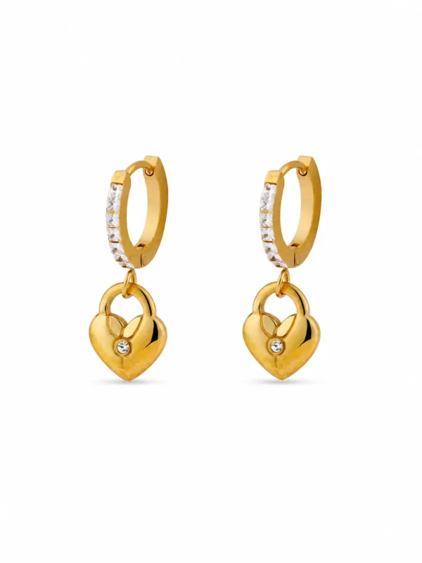 Heart Lock Drop Earrings