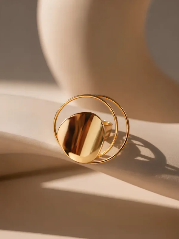 Golden Orbit Statement Ring