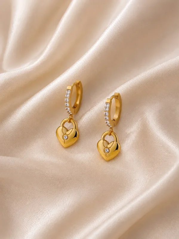 Heart Lock Drop Earrings