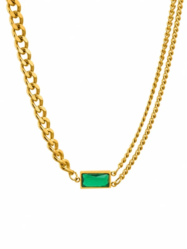 Emerald Double Chain Necklace
