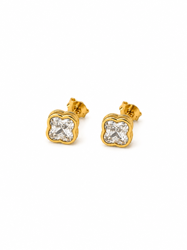 Crystal Clover Stud Earrings