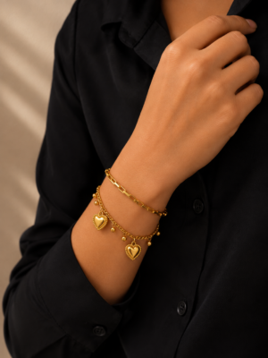 Twin Heart Layered Bracelet