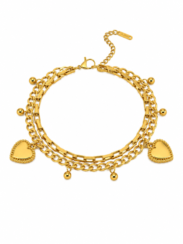 Twin Heart Layered Bracelet