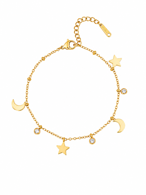 Crescent Moon Star Charm Bracelet