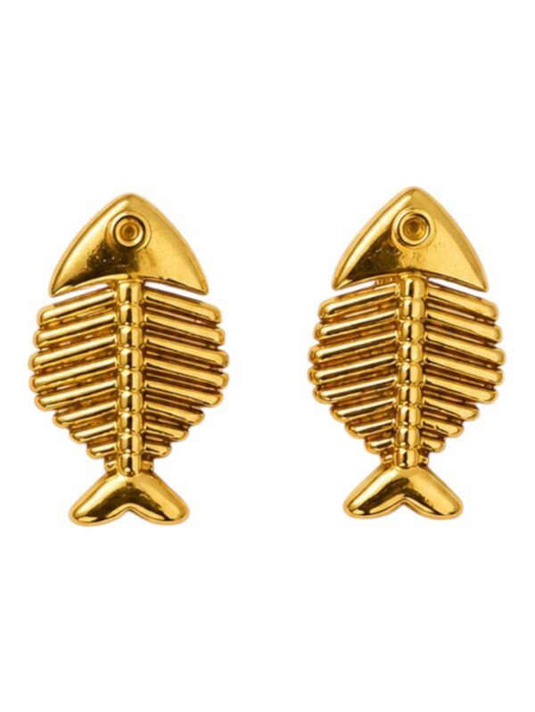 Golden Fish Bone Earrings