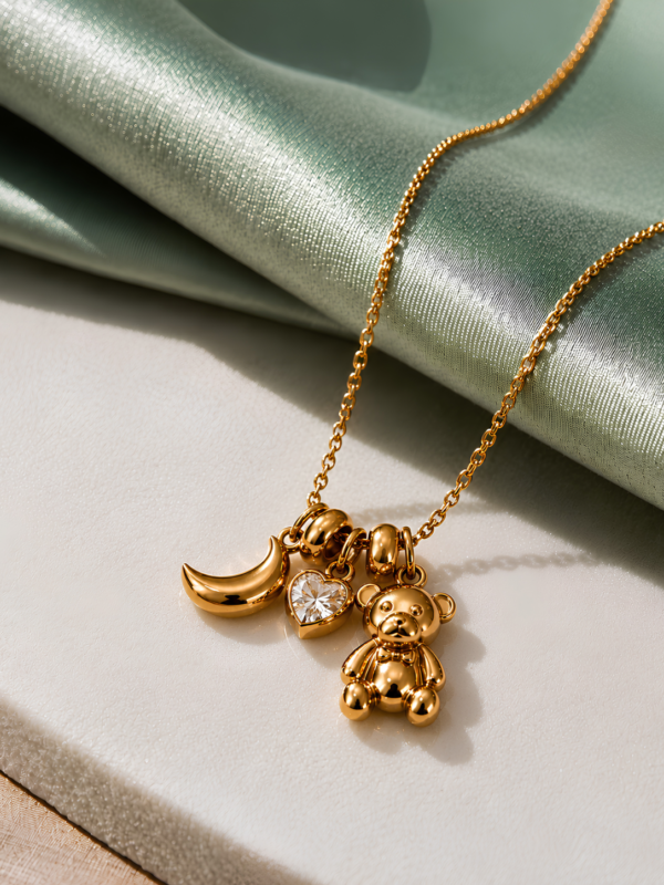 Playful Teddy Charm Necklace