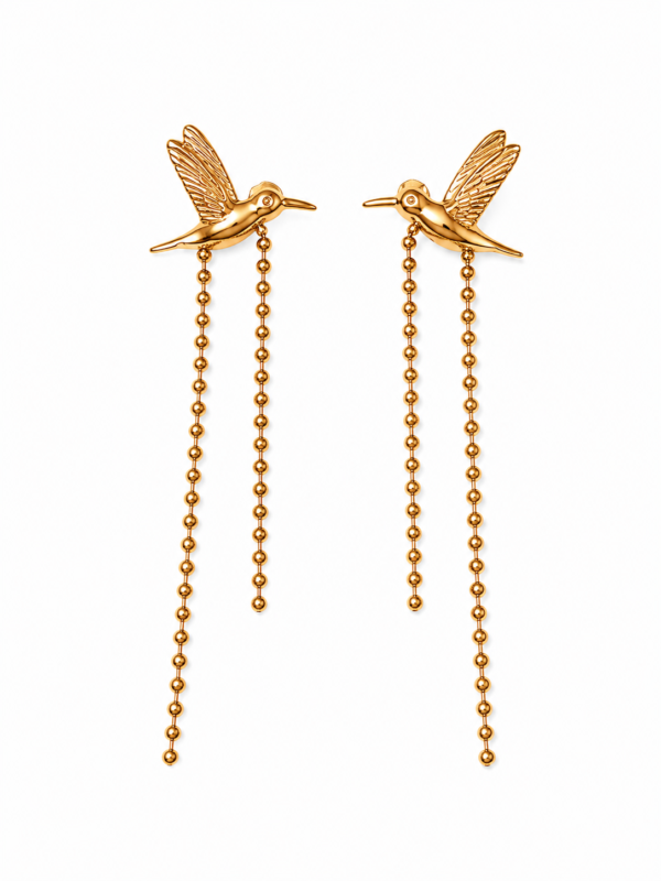 Golden Hummingbird Earrings