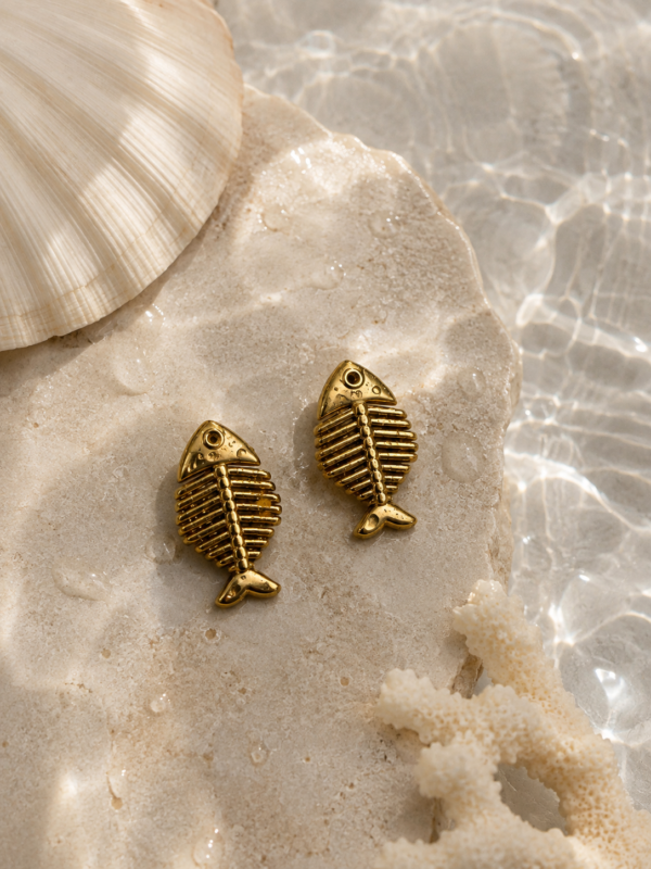 Golden Fish Bone Earrings
